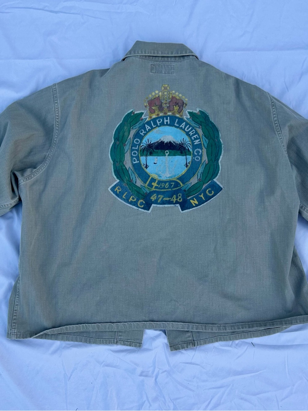 Ralph Lauren Olive Green Military Field Jacket with Embroidered Crest